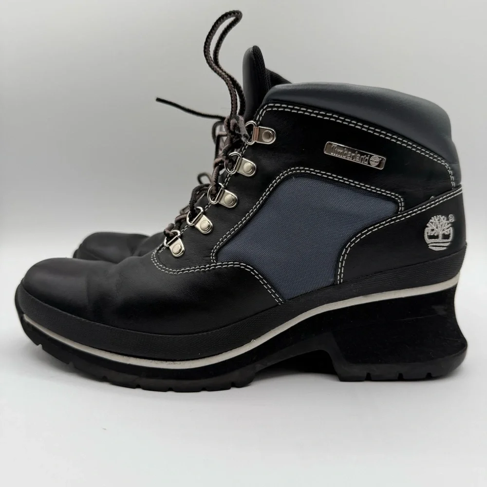 Timberland Womens Size 9 Lace Up Ankle Hiking Boots Black/Navy Waterproof